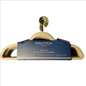 Nautica Home Tan Gold Ultra-Slim Hangers Set Of 25 NIP